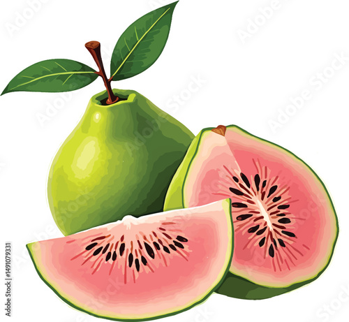 fresh fruits isolated on white