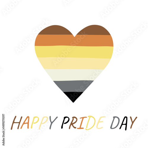 Colorful heart shape Bear brotherhood pride flag Happy pride day LGBTQIA community Pride Month Vector hand drawn doodle for posters, stickers, logo, cards