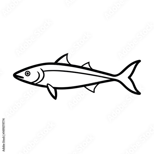 Barracuda Fish Line Art Vector Illustration