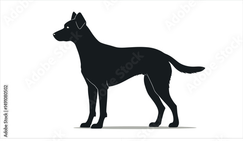 A black silhouette of a dog