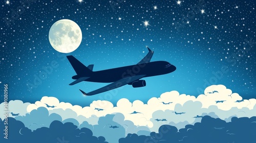 Night Flight Over Clouds: A Dreamy Journey