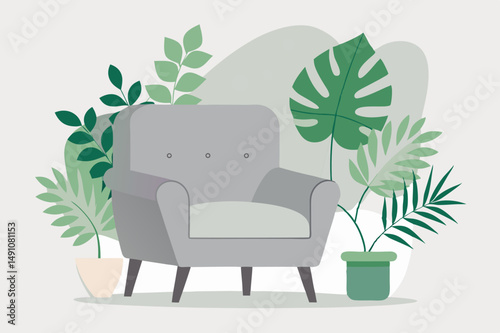 green armchair in the office