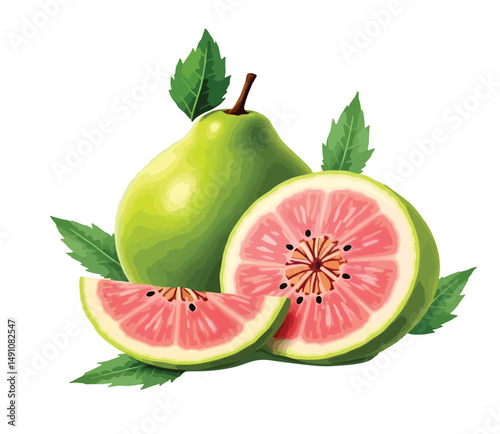 fresh fruits isolated on white background