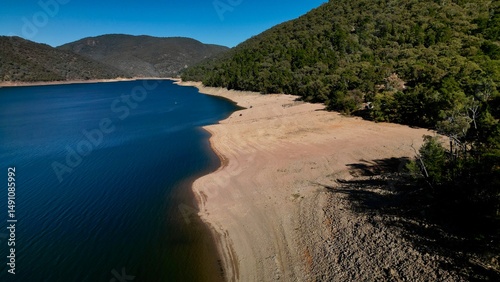 Aerial view of the Burrinjuck Reservoir taken with a drone.