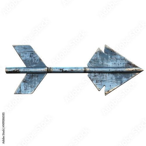 Sleek Arrow with Subtle Textures in Blue Grey Isolated on Transparent Background