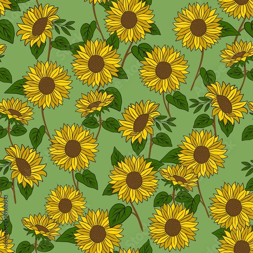 sunflower seamless pattern, sunflower illustration, background.