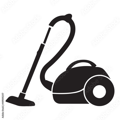 Vacuum cleaner line art silhouette vector illustration, Simple black and white vacuum cleaner icon