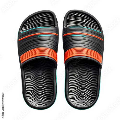 Trendy Slip On Beach Sandals with a Modern Design Isolated on Transparent Background