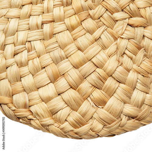 Minimalist Woven Straw Beach Mat with a Refined Nat Isolated on Transparent Background