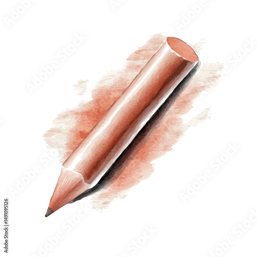 Lip Pencil In Neutral Shade, watercolor vector, high quality, isolated on a white background.