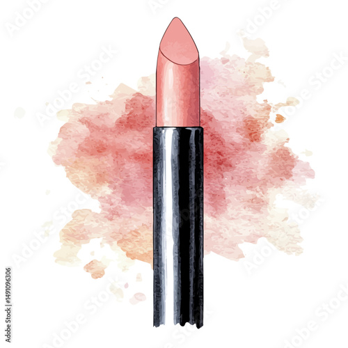 Lip Pencil In Neutral Shade, watercolor drawing vector, high quality, isolated on a white background.