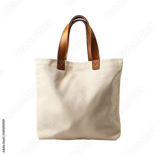 Minimal Canvas Bag with a Smooth Understated Finish Isolated on Transparent Background