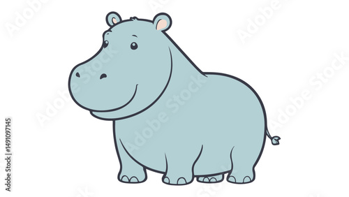 simple cartoon hippo vector illustration 
