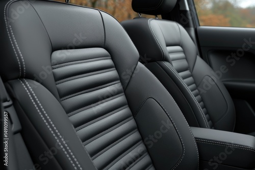 Close-up view of premium automotive front seats. photo