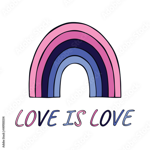 Colorful rainbow shape Omnisexual pride flag Happy pride day LGBTQIA community Pride Month Vector hand drawn doodle for posters, stickers, logo, cards