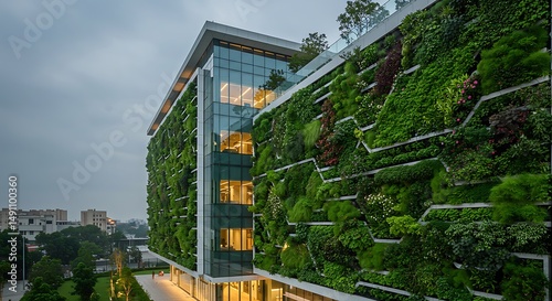 Modern building with green walls