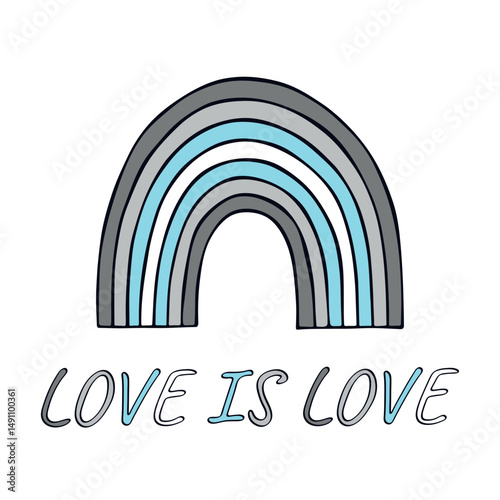 Colorful rainbow shape Demiboy pride flag Happy pride day LGBTQIA community Pride Month Vector hand drawn doodle for posters, stickers, logo, cards