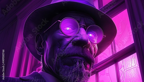 Mysterious man in vibrant colors