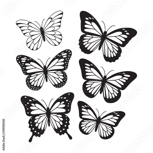 Wallpaper Mural Black Butterfly Silhouette Pack  Torontodigital.ca