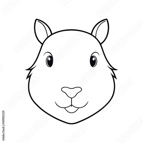 Minimal Capybara Face Line Art Vector Drawing