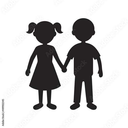 Siblings Holding Hands Forever Silhouette