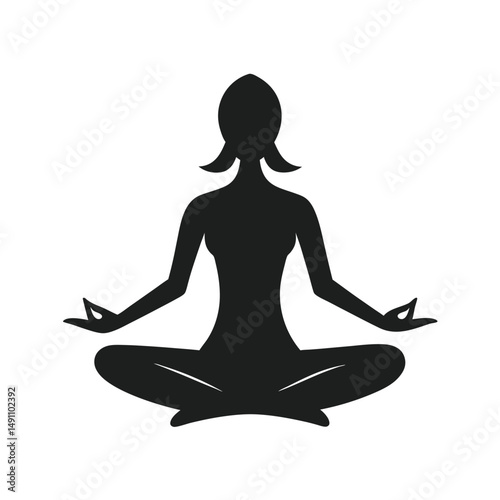 Woman Practicing Calm Yoga Lotus Silhouette