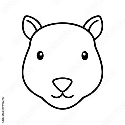 Stylized Capybara Head Line Art Vector Artwork