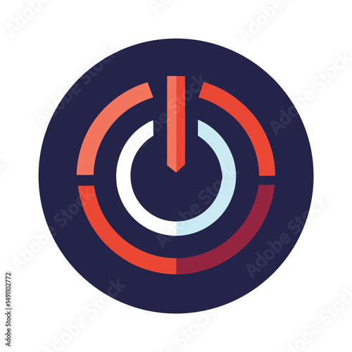 Modern vector illustration of a power button symbol in a circular design on a dark background