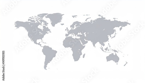 World Map Gray Outline.