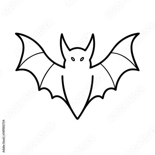 Simple Bat Face Line Art Vector Design