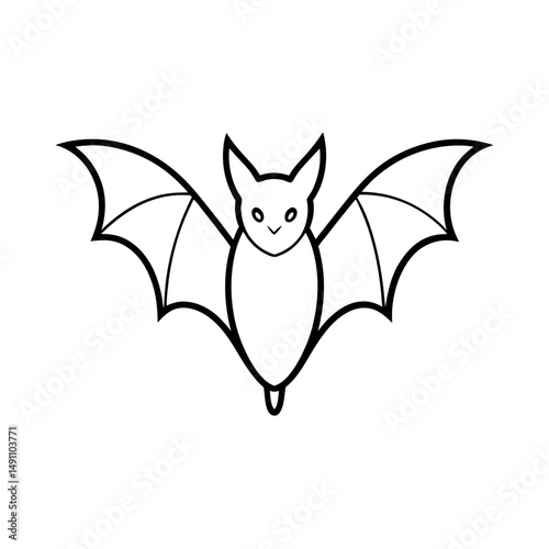 Minimalist Bat Head Outline Vector Drawing