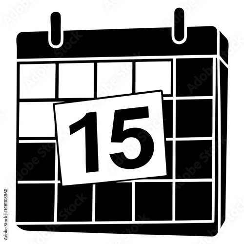 Calendar with fifteenth date silhouette vector illustration