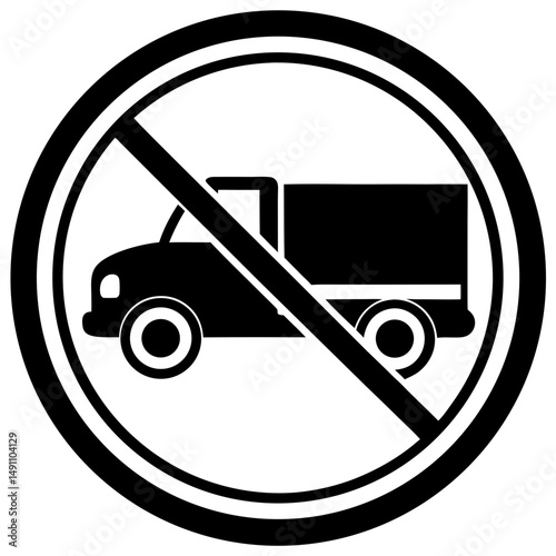 No trucks allowed road sign silhouette vector illustration