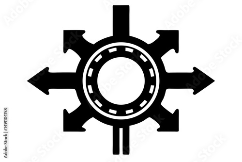 Roundabout traffic sign silhouette vector illustration