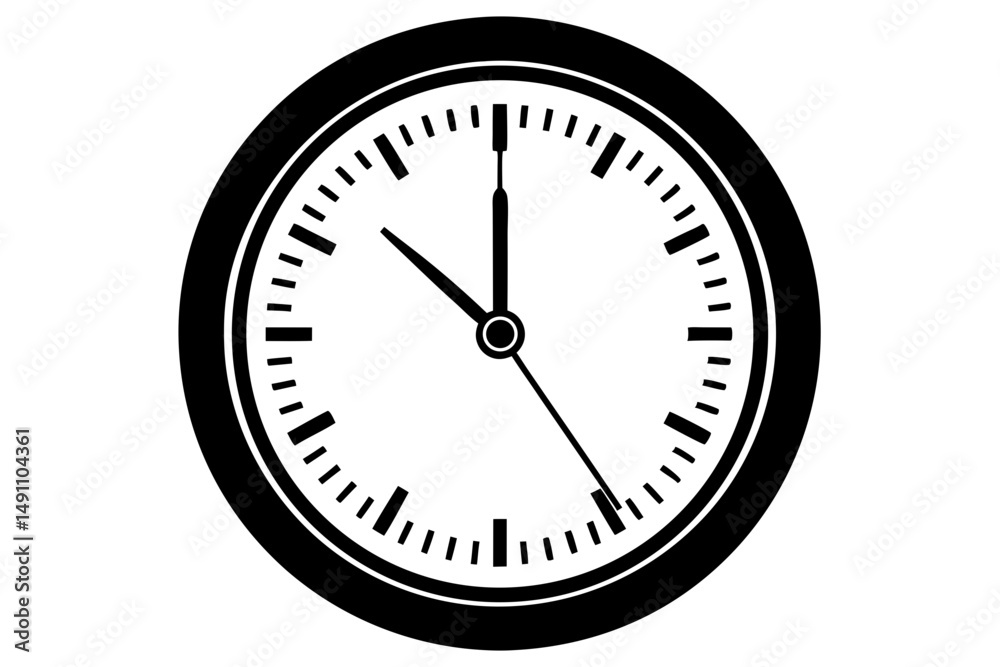 Classic clock time in silhouette vector illustration Classic clock time in silhouette vector illustration