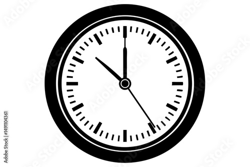 Classic clock time in silhouette vector illustration