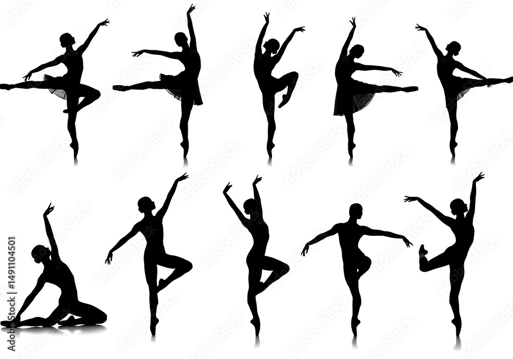 Fototapeta premium Dance in Silhouette: A Ballet Etude