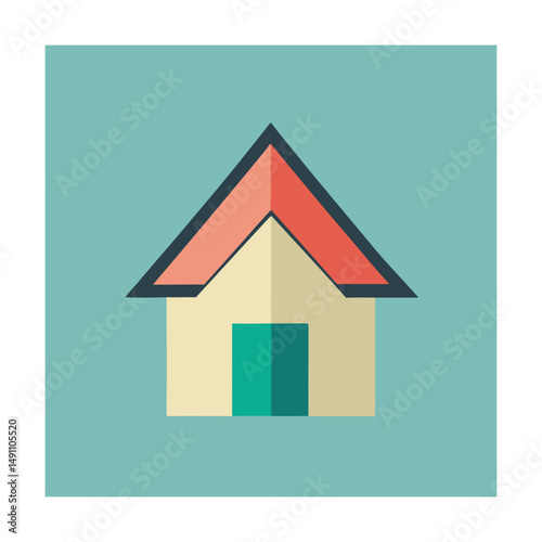 Simple flat illustration of a house icon representing home and real estate concepts