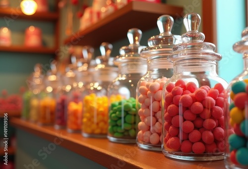 colorful candy assortments glass jars sweet treats vivid confectionery delightful sugar creations, sweets, bright, dessert, fruity, chewy, hard, wrapper