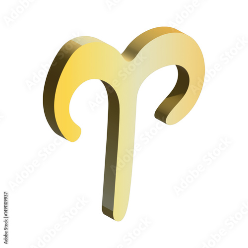 3d aries zodiac sign Esoteric symbol Astrology clipart Element for design