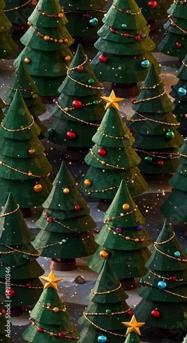 Emerald Christmas Forest: Low-Poly Festive Delight