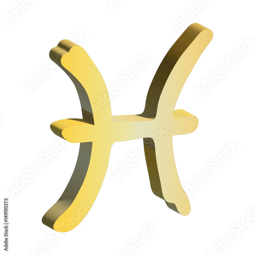 3d pisces zodiac sign Esoteric symbol Astrology clipart Element for design