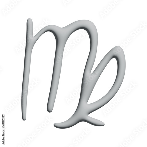 3d virgo zodiac sign Esoteric symbol Astrology clipart Element for design