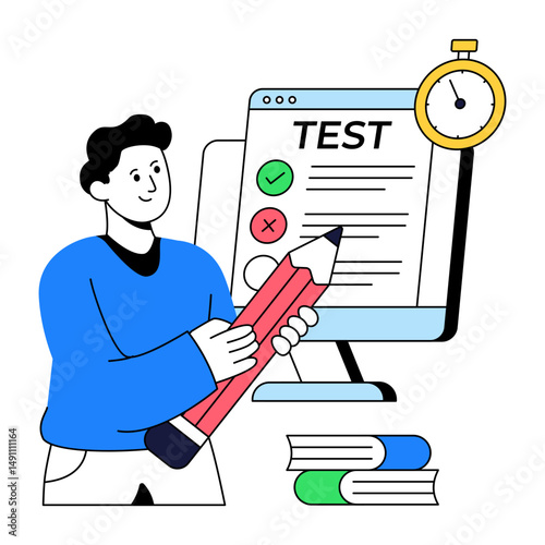 Modern design illustration of online test