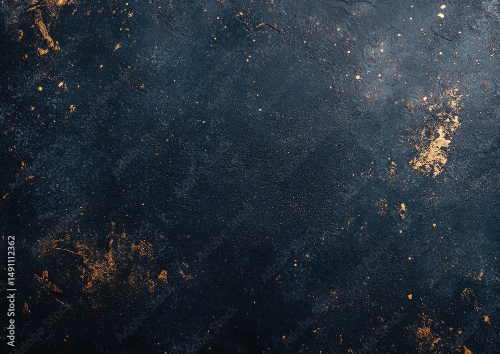 Fototapeta premium Dark textured surface with golden speckles.