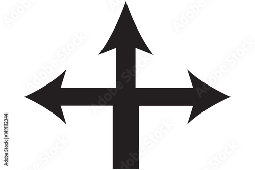 Three way direction arrows sign EPS 10 yellow and black 