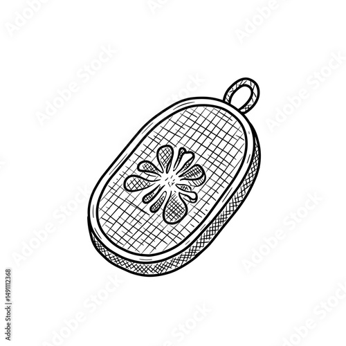 extured washcloth on white background in natural style Linear black and white icon in minimalistic style on white background. Editable SVG