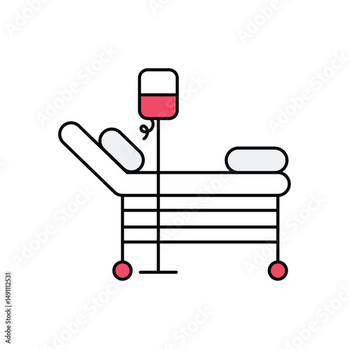 Hospital Bed Vector icon