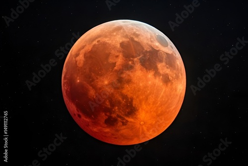 Blood Moon Total Lunar Eclipse – Vivid Orange Celestial Night Sky