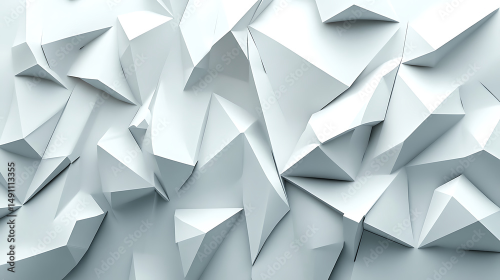 Abstract white polygon background with faceted geometric shapes and light and shadow detailing texture Abstract white polygon background with faceted geometric shapes and light and shadow detailing texture